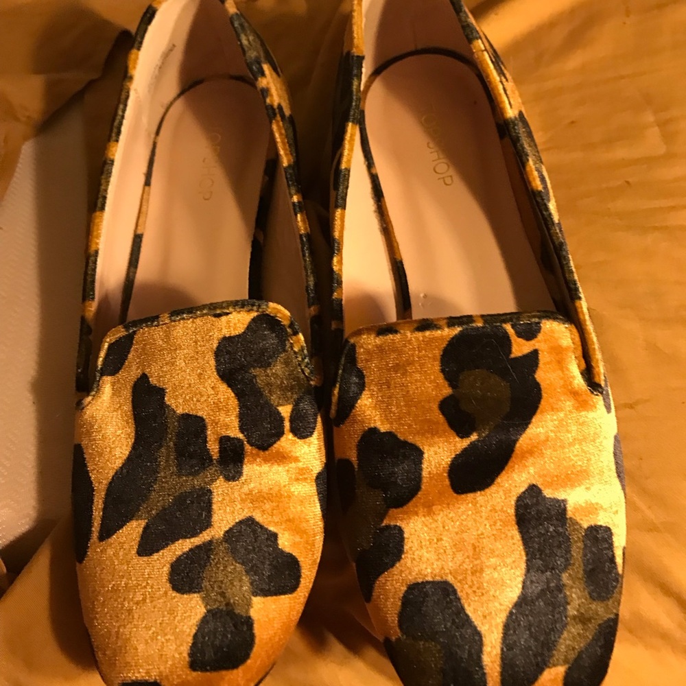 Topshop Cheetah Print Heel Loafers, Size 40/10